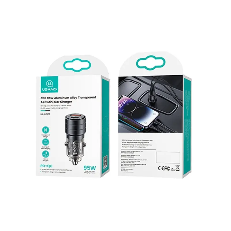 شارژر فندکی یوسمز CC176 C36 A+C Mini توان 95 وات - 4